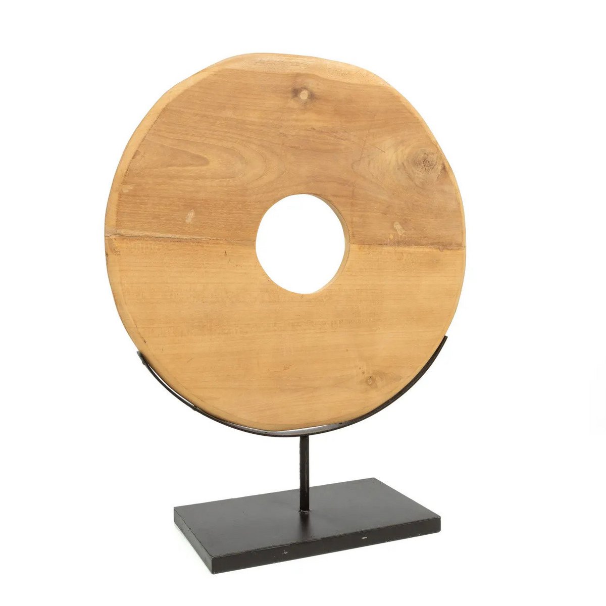 Teak disc on stand - large
