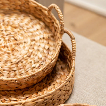 Water hyacinth decorative tray Matahari – beige, small