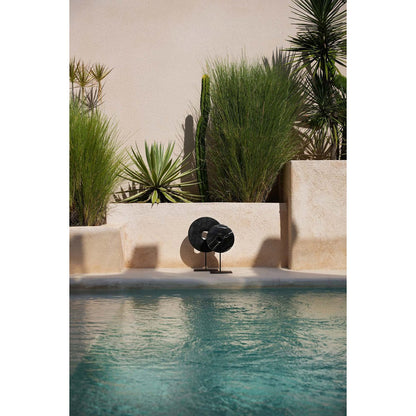 Black marble disc on stand - M