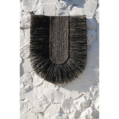 Grass wall circle, woven, 74 cm, black - handmade