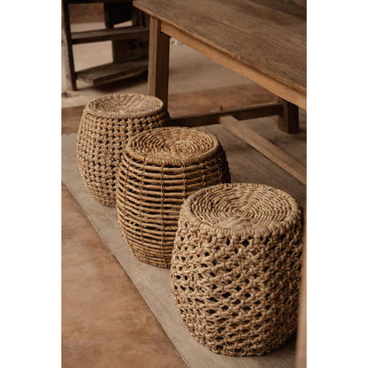 Palm leaf barrel stool, 49 × 45 cm - Natural