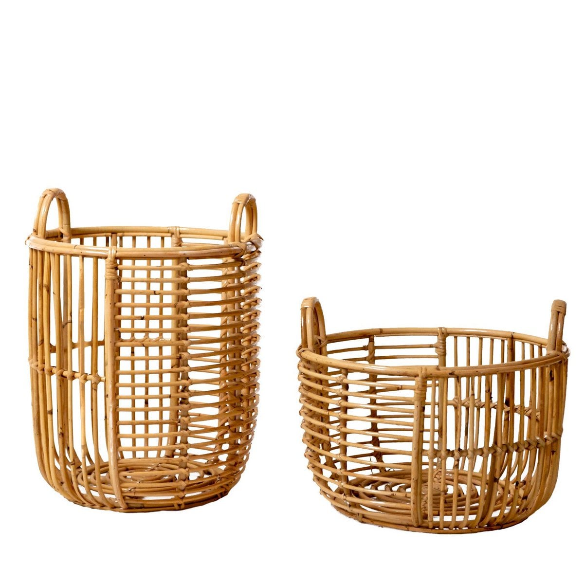 Handwoven rattan basket Jemuh low – ø42 × 27 cm, Indonesia