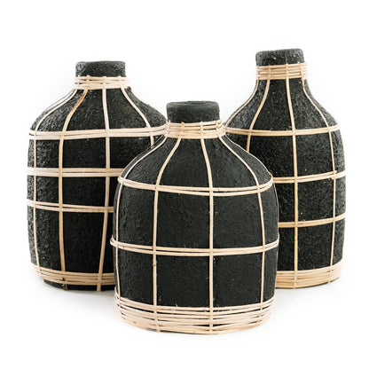 Terracotta vase black natural 13 × 24 cm – tall, Indonesia