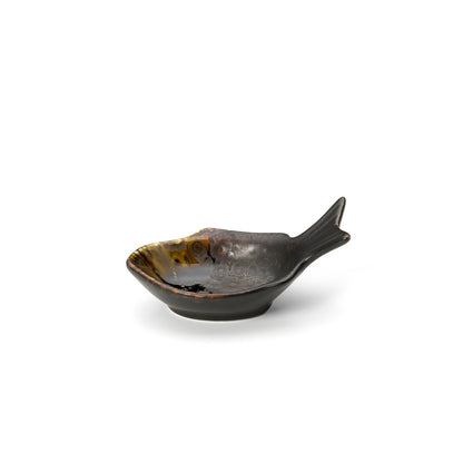 Ceramic fish-shaped bowl, small - brown