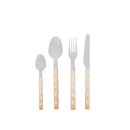 Stainless steel cutlery set, 24 pieces, beige handle