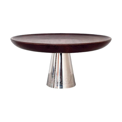 Wood and silver cake stand 30×30×14.5 cm