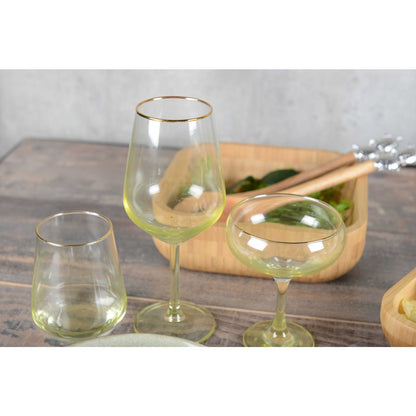 Glass wine glasses with gold trim - set of 4