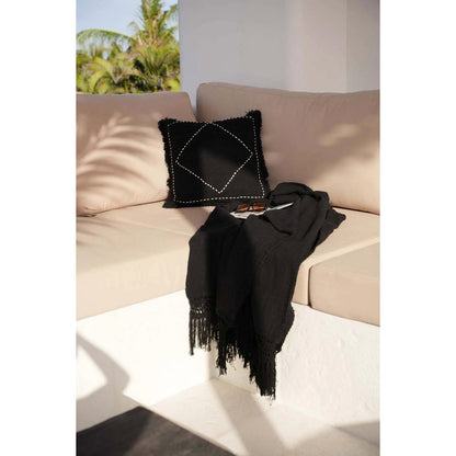 Cotton cushion cover, black and white - 50×50 cm
