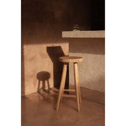 Teak bar stool with four-leg base - 75 cm