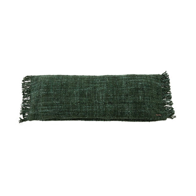 Hand-dyed cotton lumbar cover, forest green - 35×100cm