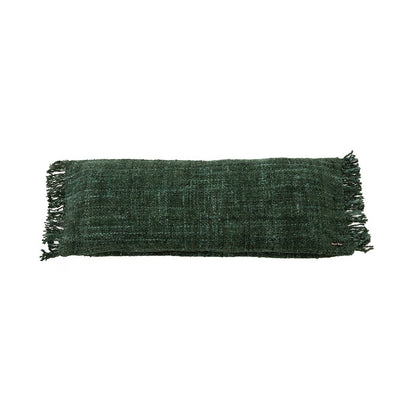 Håndfarvet lændepude i bomuld, skovgrøn - 35×100cm