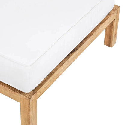 Teak wood modular ottoman, natural & white - 80cm