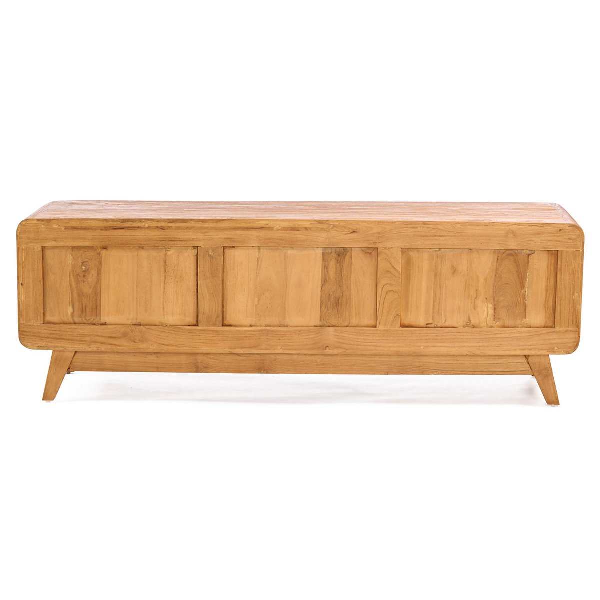 TV cabinet, teak and rattan - natural - 150 cm wide