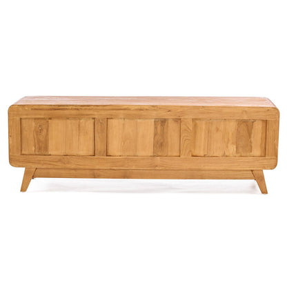 TV cabinet, teak and rattan - natural - 150 cm wide