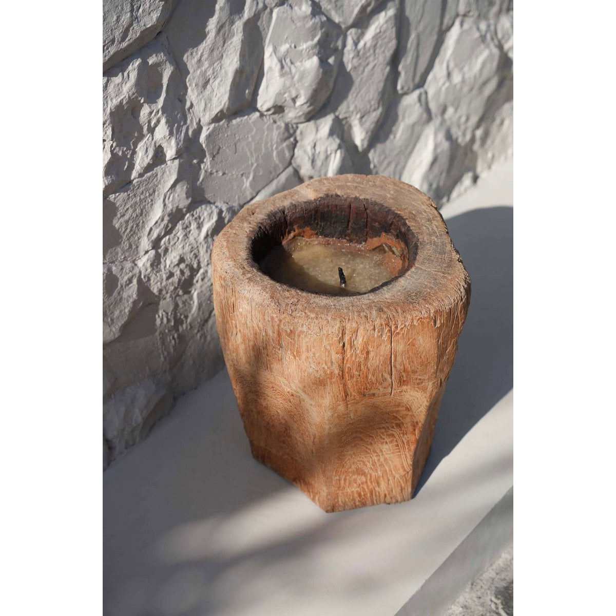 Wood candle trunk, handmade - Natural