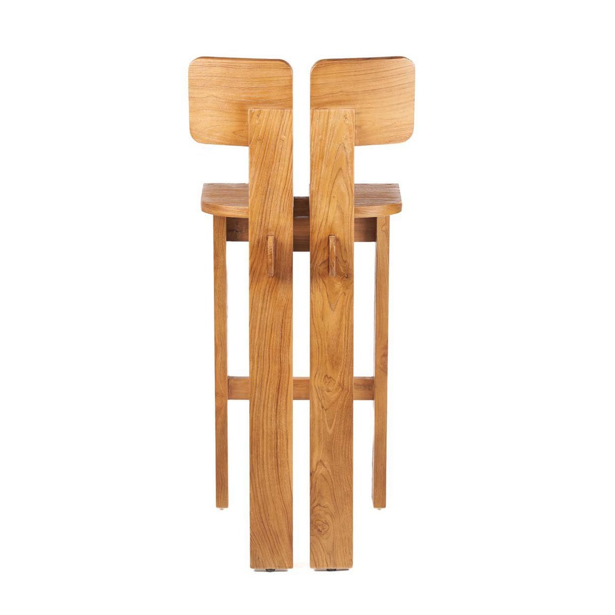 Teak bar stool, natural - dual split-back 58 × 108 cm