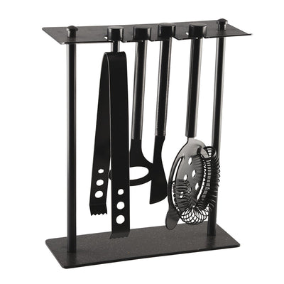 Stainless steel bar tool set, 5-piece - black stand