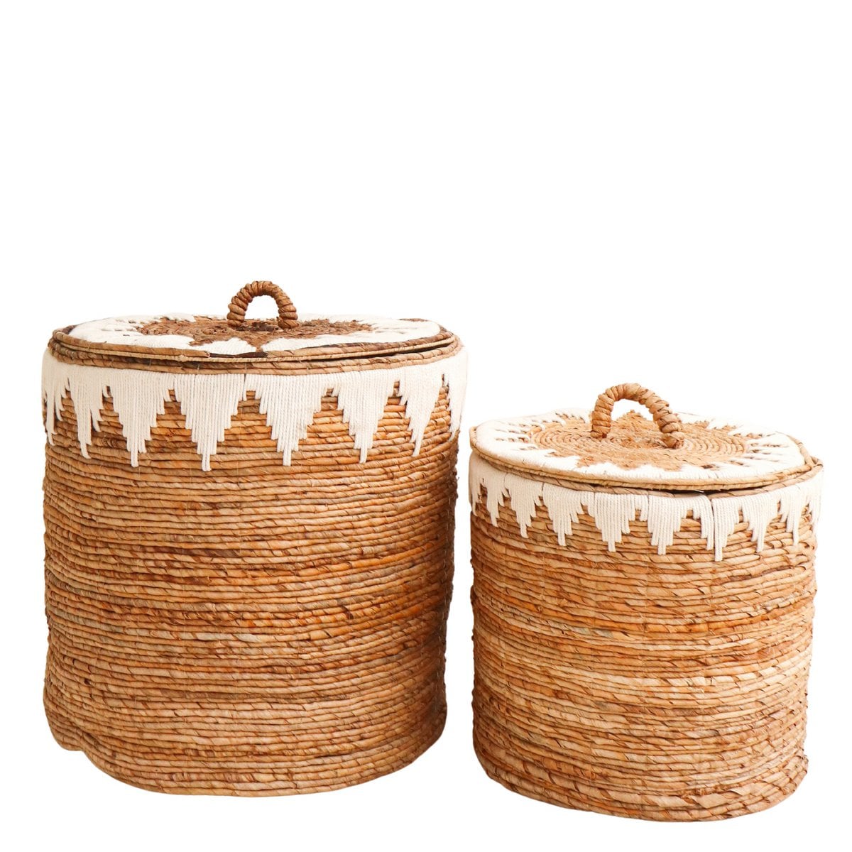 Jute laundry basket with lid EMPAT L – ø 42 × 40 cm