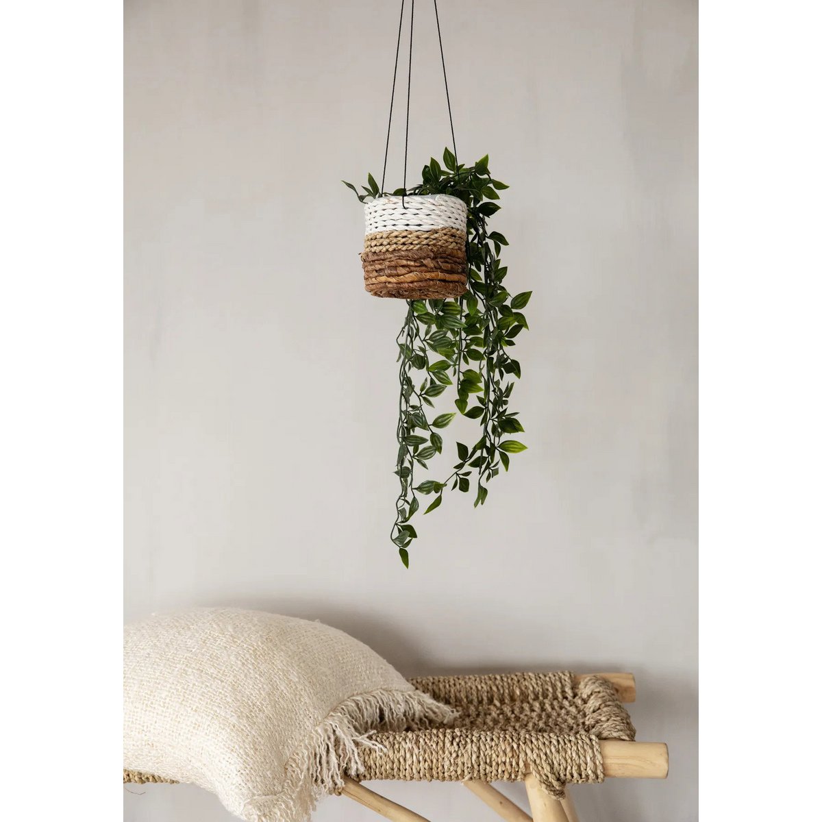Hand-dyed cotton cushion cover, 60×60 cm - Cream