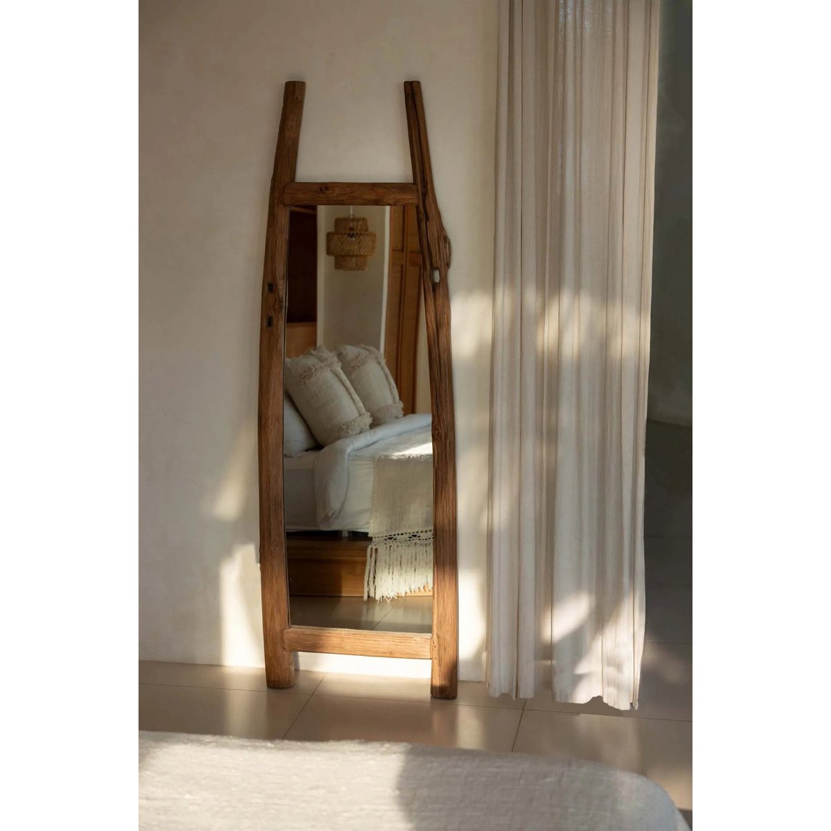 Stående træspejl 55×170 cm - rektangulært, natur, Indonesien