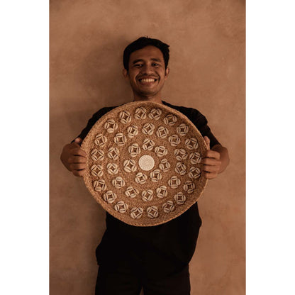 Grass wall circle with cowrie shells, round, 42 cm - Caribe