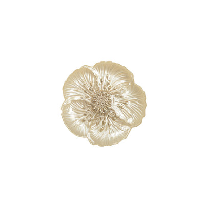 Glass flower dessert plate, vanilla & gold - 21 cm