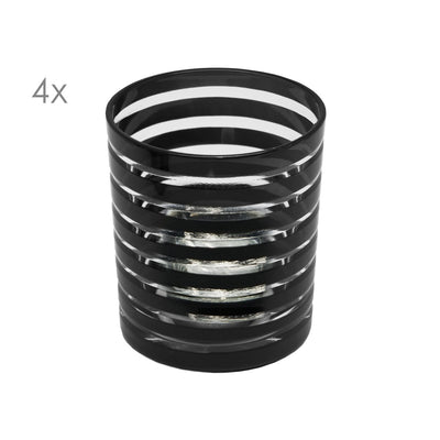 Nelson crystal glasses set of 4, hand-cut black