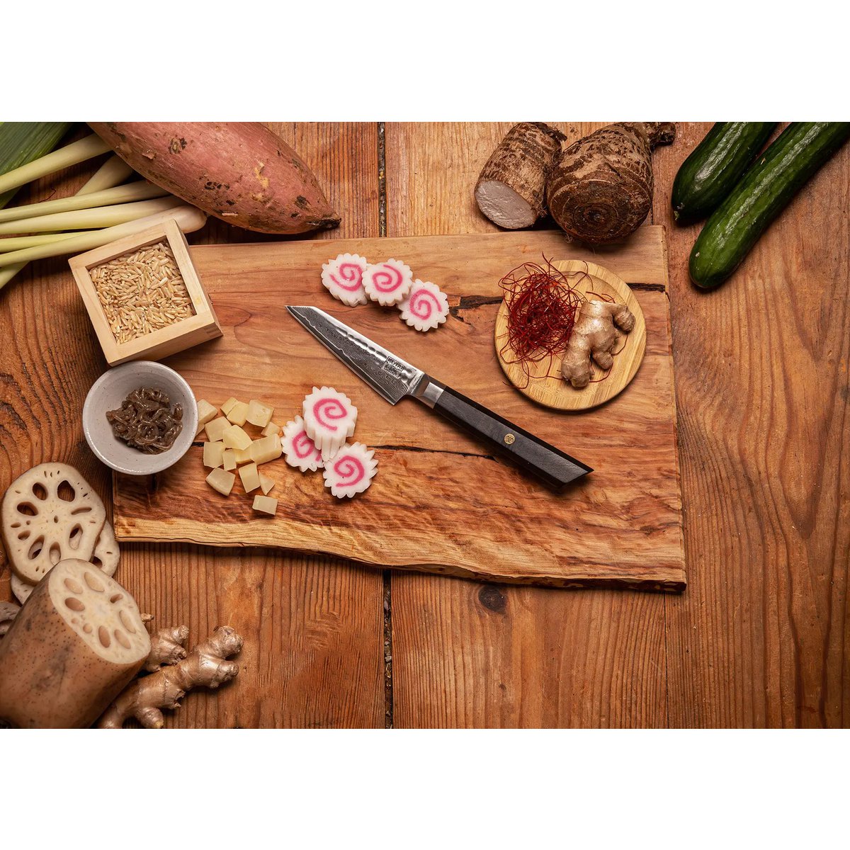 Bunka Damascus starter set, 2 knives - paring and santoku