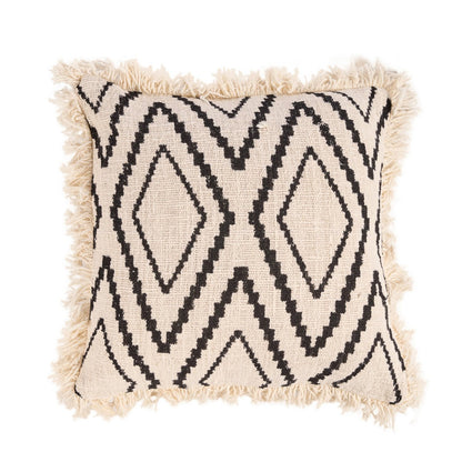 Natural black cotton cushion cover 50×50 cm - diamond pattern