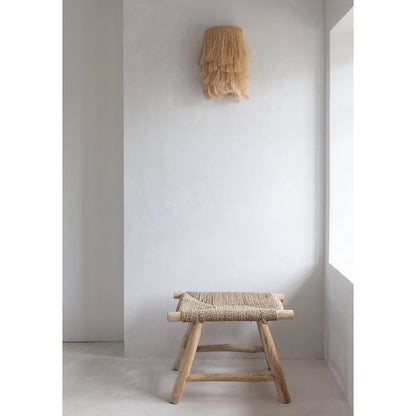 Seagrass and wood stool, 60 cm - handmade