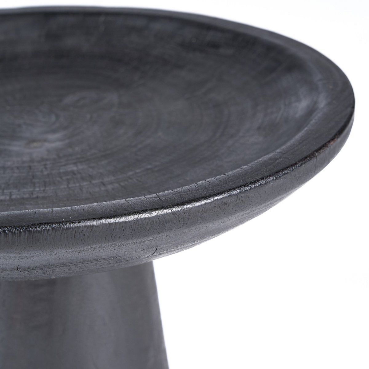 Mango wood pedestal tray - Black, 35 cm