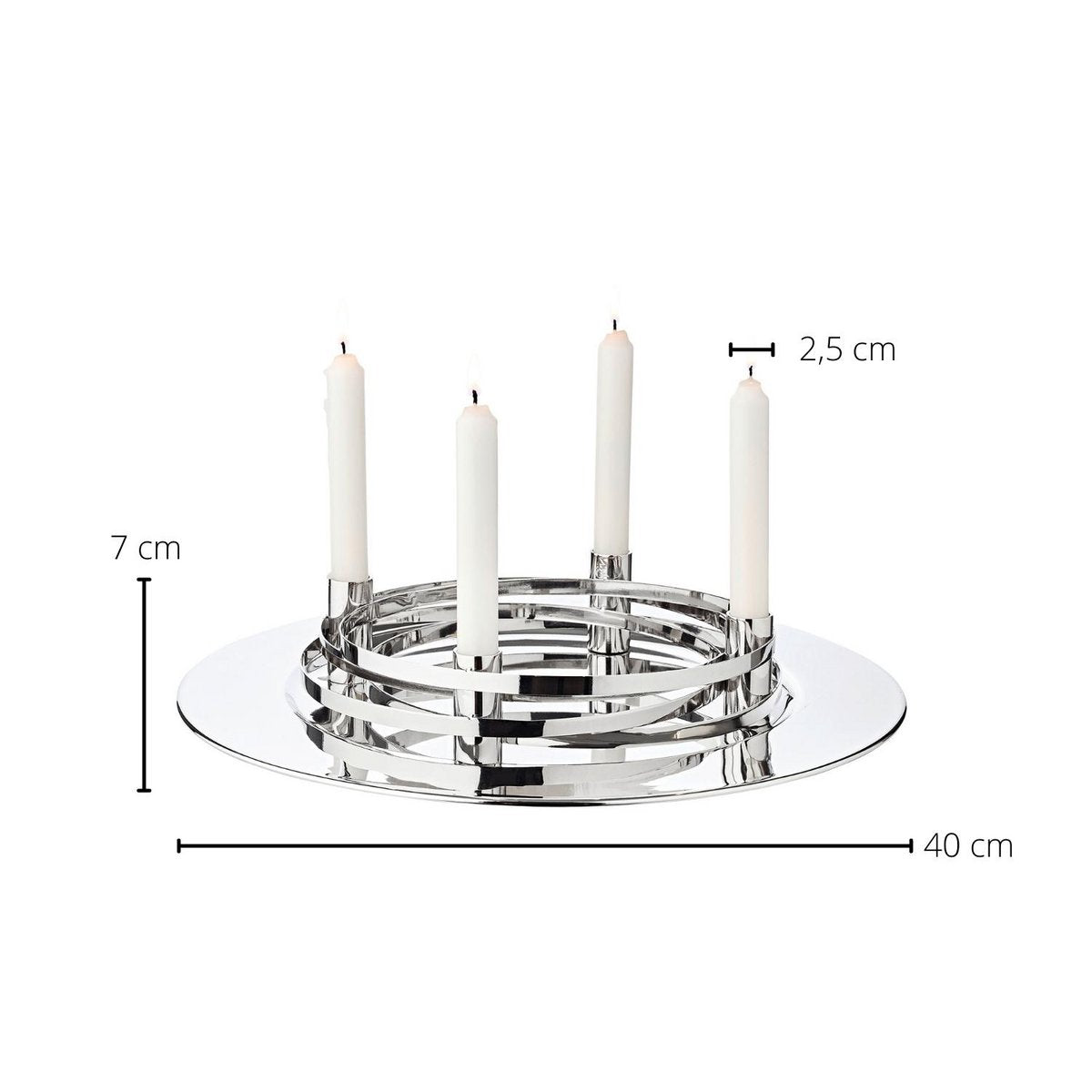 Stainless steel advent wreath La Avia, 40 cm