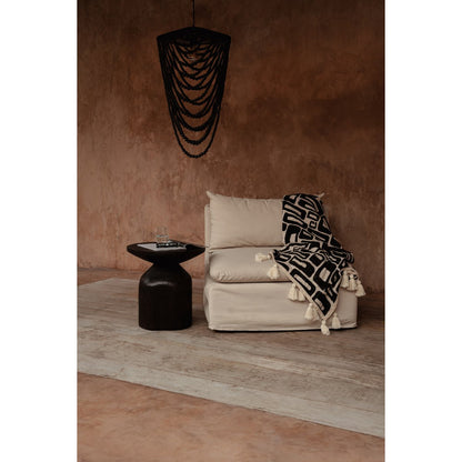 Wood side table, dark walnut, 50 cm - drum form