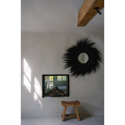 Round mirror with grass frame, 100 cm - Black