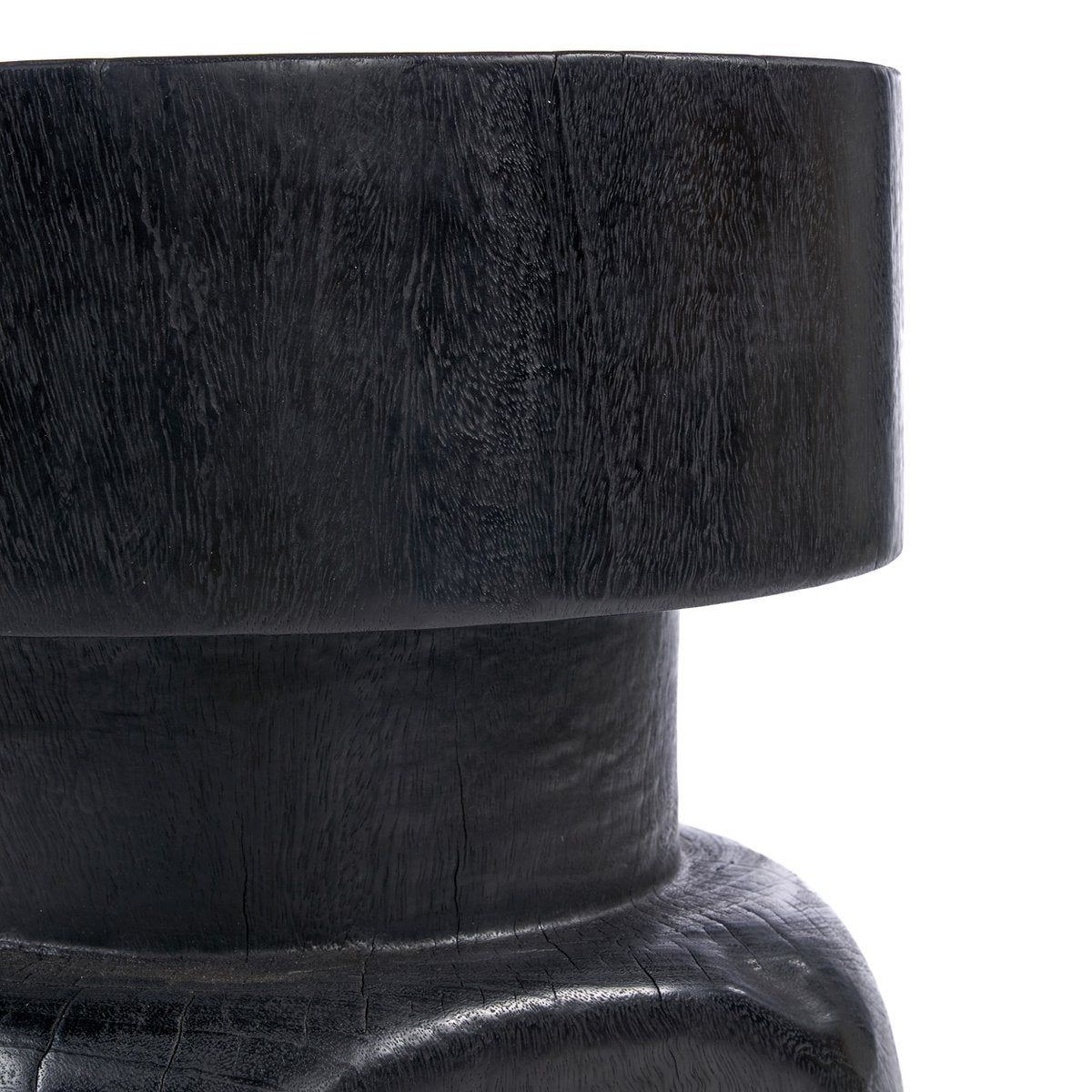 Hocker aus schwarzem Holz, 40 cm - geschnitzte Form