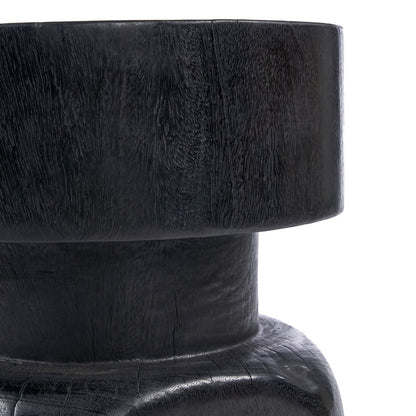 Hocker aus schwarzem Holz, 40 cm - geschnitzte Form
