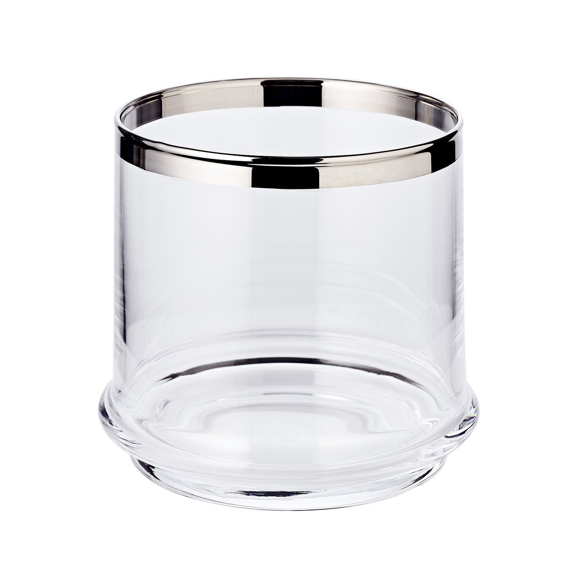Hand-blown glass jar Lia, 29cm with lid - platinum rim
