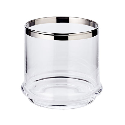 Hand-blown glass jar Lia, 29cm with lid - platinum rim