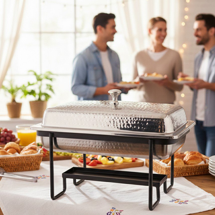 Steel chafing dish, hammered, 40cm - 4L
