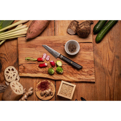 Damascus paring knife 90 mm, Bunka K-tip