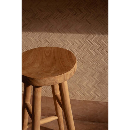Teak bar stool with four-leg base - 75 cm