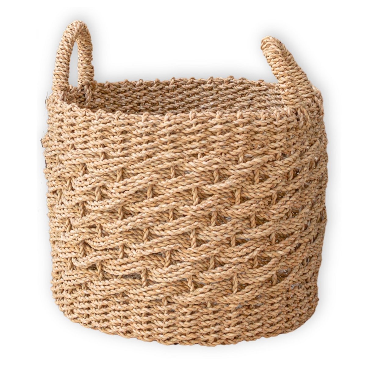 Woven seagrass storage basket 38 cm - beige, M
