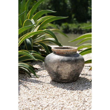 Terracotta vase in antique grey - large