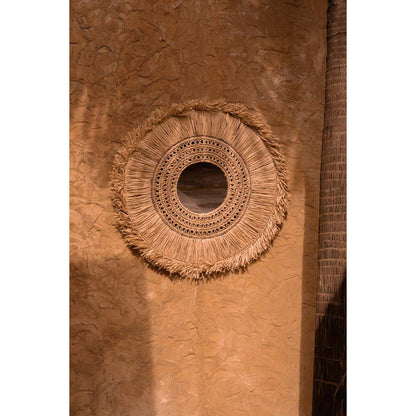 Raffia wall mirror large – natural