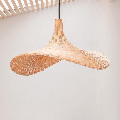 Rattan og metal tragtpendelskærm SAYAN 49 cm – beige