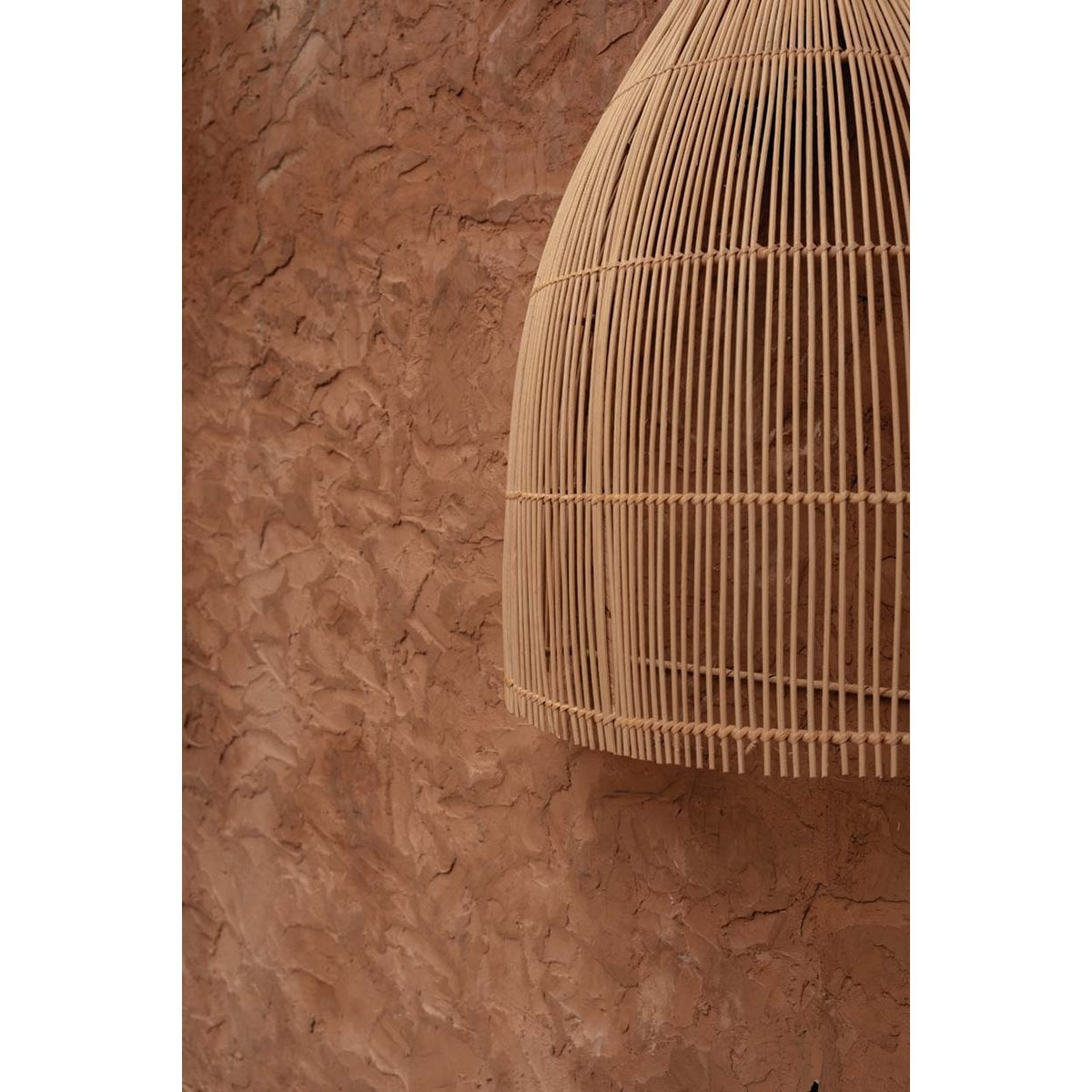 Rattan wall shade, 55 cm - beige semi-conical dome