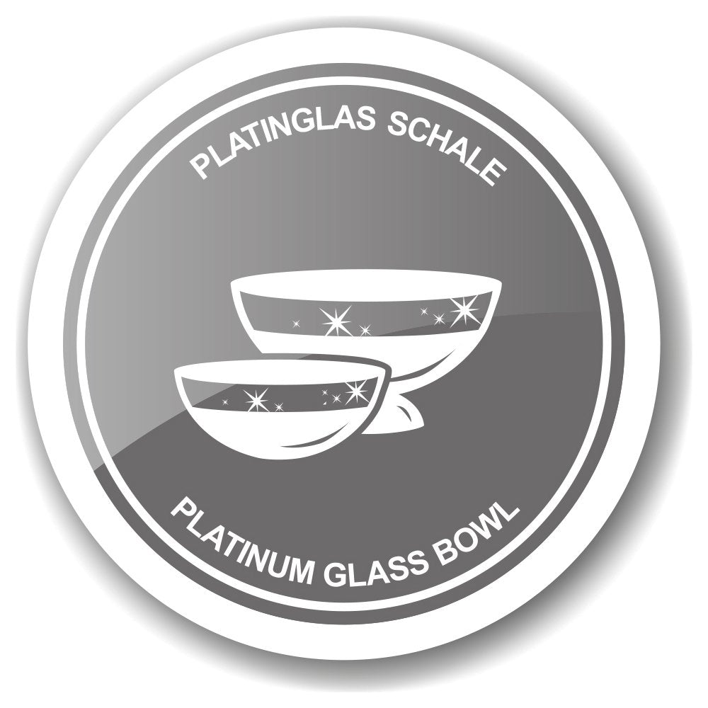 Hand-blown glass jar Lia, 29cm with lid - platinum rim