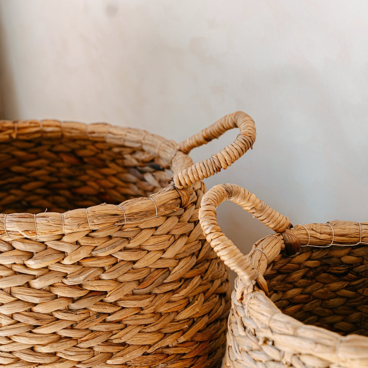 Runder Korb aus geflochtener Jute Ø 35 cm – bauchig beige, 27 cm hoch