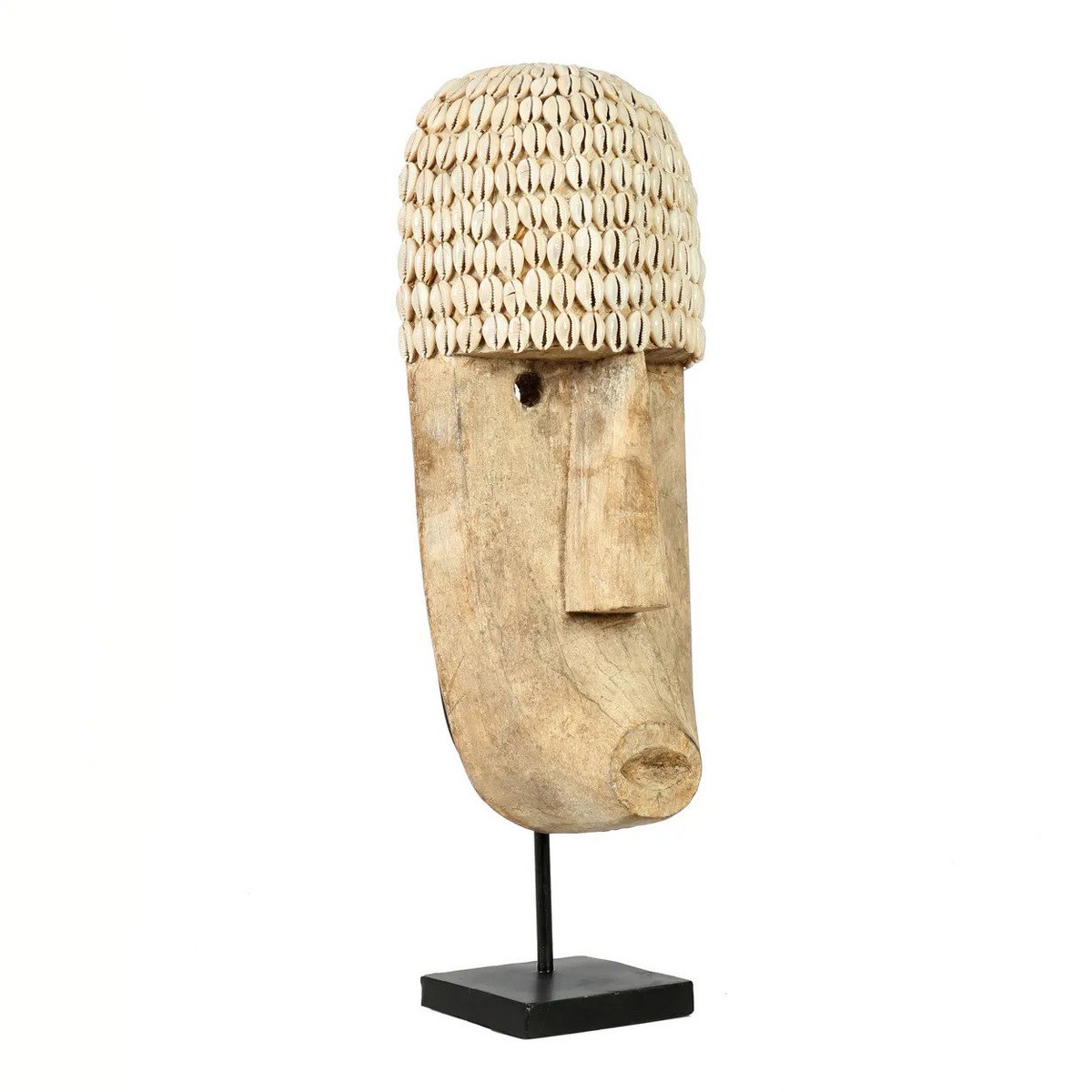 Cowrie shell head on stand - large