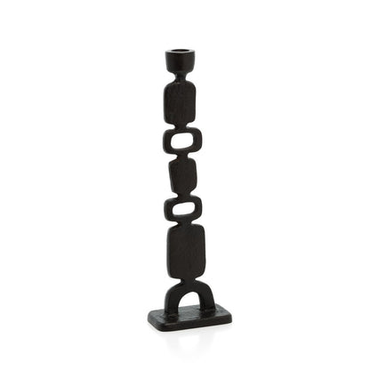 Totemo candle holder, recycled aluminum, matte black - L